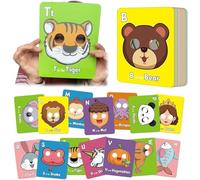 26PCS Alphabet ABC Flash Cards with Animal Masks Alphabet Mask Cards Interactive Education Games, Learn Letters, English Phrases