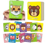 26pcs Alphabet ABC Flash Cards with Animal Masks,Colorful Alphabet Mask Cards,Early Learning First Word Cards,Interactive Education Games,Learn Letters,English Phrases Kindergarten (26pcs, 18 * 22cm)