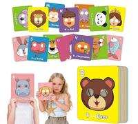 26PCS Alphabet ABC Flash Cards with Animal Masks - Double-Sided ABC Learning Cards for 3-5 Years, Jumbo Letter Recognition Game. (1pcs)