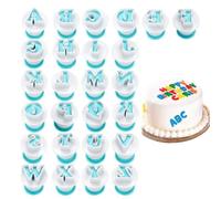 26Pcs Alphabet Cookie Cutters Christmas Fondant Icing Letters Stamps for Cake Biscuits A to Z Embosser Baking Molds for Wedding Birthday Baby Shower Party Halloween Thanksgiving Teachers' Day Decor