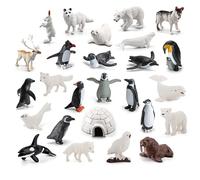 26PCS Arctic Animals Figures Set - Realistic Polar Bear, Penguin & Fox PVC Figurines, Winter Animals Figures Toys For Kids' Education, Birthday Party Favors, Cake Decor, And Home Playroom Decor