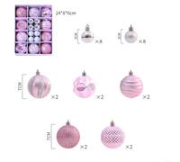 26PCS Assorted Christmas Baubles Set Shatterproof Tree Ornaments Multi-Color Holiday Decorations(Pink)