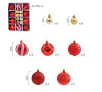 26PCS Assorted Christmas Baubles Set Shatterproof Tree Ornaments Multi-Color Holiday Decorations(Red)