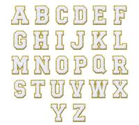 26PCS Chenille Letters Patches White Self Adhesive Fuzzy Letter Stickers