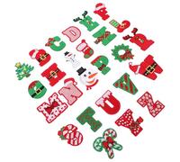 26pcs Christmas Iron on Letter Patches for Backpacks and Fabrics | Polyester Embroidered Appliques, Easy Repair and Decoration, Festive DIY Style for Clothing and Holiday Outfits