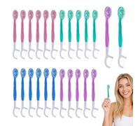 26PCS Disposable Toothbrush Portable Mini Toothbrush Travel Set with Floss Disposable Toothbrushes with Toothpaste Tongue Brush Fresh Breath Dental Hygiene Kit Oral Care for Travel or Business Trip