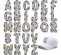 26Pcs Easter Iron on Patches, Cartoon A-Z Letter Alphabets Embroidered Patches, Easter Iron on Letters Patches for Hats, Clothes, Jeans, Jackets, DIY Craft Gifts for Women, Girls