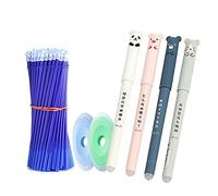 26Pcs Erasable Gel Pen Blue Ink Refill Set Cute Pigs Panda Cat Pattern 0.35mm Rollerball Friction Pen Easy to Rub for Kids Students Adults