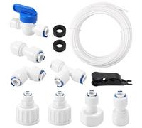 26pcs Ice Maker Water Line Kit, 1/4 Fridge Water Pipe Connector Include 49.2ft PE Tube and Fittings for Ice Maker Coffee Machine Refrigerator