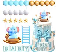 26PCS Its a Boy Cake Decorations Elephant Cake Topper Balls Decoration for Baby Boy Birthday Party Gender Reveal Baby Shower Party Supplies