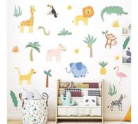 26PCS Jungle Animal Wall Stickers,Cute Giraffe Lion Elephant Safari Wall Decals for Baby Nursery Room Daycare Playroom Bedroom Wall Kindergarten Living Room Home Dining-Room Decor