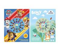 26Pcs Kids Colouring & Drawing Set, A4 Notebooks with 24 Mini Crayons, Paw Patrol and Bluey Travel-Friendly Stationery Crayon Kit, Girls Boys Gift Kids Colouring Activity Set 28cm