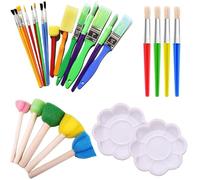 26Pcs Kids Paint Brushes, Colorful Paint Brush Set Kids in Various Sizes, Kids Paint Palette, Washable Toddler Paint Brushes for Watercolor Oil Rock Painting DIY Art