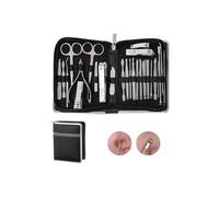 26pcs Mens Nail Grooming Travel Kit Women, Stainless Steel Manicure Nail Clipper Set with Fingernail & Toenail Clippers, Slant Tip Tweezers, Cuticle Scissors, Pedicure Cutters Nippers Sets for Feet