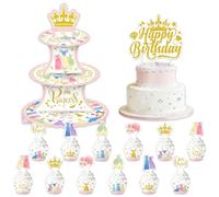 26Pcs Princess Dress Birthday Party Decorations Including Cake Stand Cupcake Wrappers Cupcake Topper Cake Topper