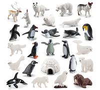 26Pcs Realistic Arctic Animals Toy, Tiny Polar Animals Figures Set, Educational Creature Playset For Kids Boys Girls, Preschool Set Including Polar Bear Caribou Whale Walrus Seal Penguin Fox Whale