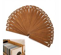 26pcs Record Dividers, Wooden Alphabetical A-Z Tabs | Smooth Vinyl Horizontal Tabs for Albums, CDs, DVDs, Stores and Offices