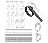 26pcs Ring Size Adjuster for Loose Rings, Silicone Invisible Tightener Stoppers Transparent Ring Spacer Grips Guards for Ring Adjuster Smaller, Rings Spacer,Polishing Cloth, Tightener and Guards