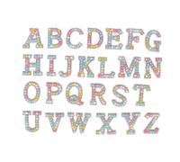 26pcs Self Adhesive Letter Patch Sticker, English Alphabet Rhinestone Stickers with Pearl Trim, Colorful Glitter Letter Patches for DIY Clothes Bags Hats