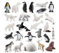 26Pcs/Set Polar Animals Figurines for Kids, Realistic Plastic Polar Animals Figurines, Small Animal Toys for Kids Early Educational, Birthday Cupcake Topper, Toys