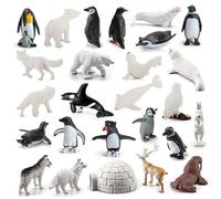 26Pcs/Set Polar Animals Figurines for Kids, Realistic Plastic Polar Animals Figurines, Small Animal Toys for Kids Early Educational, Birthday Cupcake Topper