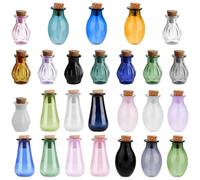 26PCS Small Glass Bottles with Cork, Colorful Empty Tiny Potion Bottles Decorative Wishing Drifting Small Glass for Minihouse Bottle Decor DIY Crafts,