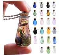 26PCS Small Glass Bottles with Cork, Colorful Empty Tiny Potion Bottles Decorative Wishing Drifting Small Glass for Minihouse Bottle Decor DIY Crafts, Potion, wit