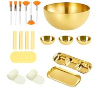 26Pcs Stainless Steel Gold Mixing Bowls 3 Compartment Serving Tray Applicator Brushes Esthetician Supplies Bowl Set