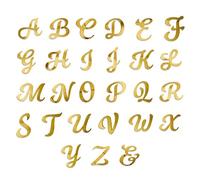 26Piece Gold Alphabets Cake Toppers Set Letter Mirrored Gold Picks For Special Occasion Wedding Cake Accessories