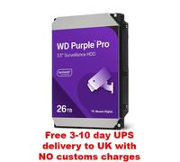 WD Purple Pro 26TB Smart Video 3.5" Internal Hard Drive, AllFrame AI Technology, 7200 RPM, SATA 6 GB/s, 550TB/yr, 512MB Cache