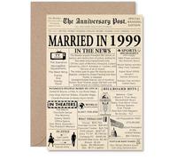 26th Anniversary Card for Men Women - Newspaper Married in 1999 - Happy 26 Year Wedding Anniversary Card for Companion Partner Husband Wife, A5 Anniversaries Greeting Cards