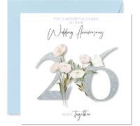 26th Anniversary Card for Women Men - Fancy Floral Flowers - Happy 26 Year Anniversary Card for Mum Dad Brother Sister, 145mm Wedding Anniversaries Greeting Cards