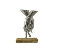 26th Anniversary Holding Hands Decoration - Free Standing Rustic Metal & Wooden Decoration (hsshands26)