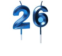 26th Birthday Candles Blue Number 26 Happy Birthday Candles Cake Topper Decorations for Children Birthday Party for 3D Designed Wedding Anniversary Party Wedding Anniversary Celebration Supply