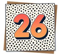 26th Birthday Card, 26th Birthday Card for Age 26, Bold Retro Number Design with Polka Dot Pattern, Fun Celebration for Him or Her