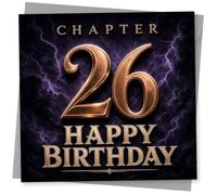 26th Birthday Card for Her, Chapter 26 Purple Lightning | Make her 26th stand out with a dramatic purple lightning background and bold Chapter 26 lettering.