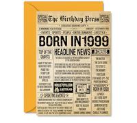 26th Birthday Card for Women Men - Bday Press Newspaper 1999 - Happy 26 Birthday Cards for Son Auntie Wife Daughter Sister Husband, A5 Bday Greeting Cards