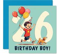 26th Birthday Cards for Men - Balloon Boy - Happy Birthday Card for 26 Year Old Man Husband Uncle Nephew Colleague, 145mm Bday Greeting Cards