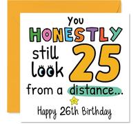26th Birthday Cards for Women Men - From a Distance - Happy Birthday Card for 26 Year Old Woman Man Brother Husband Auntie Friend, 145mm Bday Greeting Cards