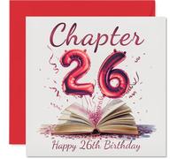 26th Birthday Cards for Women Men - Start of Another Chapter - Happy Birthday Card for 26 Year Old Woman Man Niece Uncle Auntie Son, 145mm Bday Greeting Cards