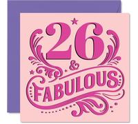 26th Birthday Cards for Women - Fabulous - Happy Birthday Card for 26 Year Old Woman Niece Sister Cousin Wife, 145mm Bday Greeting Cards