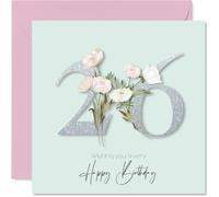 26th Birthday Cards for Women - Fancy Floral Flowers - Happy Birthday Card for 26 Year Old Woman Sister Cousin Friend Neighbour, 145mm Bday Greeting Cards