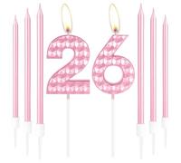 26th Birthday Decorations - Pink 3D Number 26 Candles, Girls Kids Women Birthday Party Wedding Anniversary Supplies