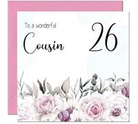 26th Cousin Birthday Card Floral Elegant Best Cousin's Birthday Card for 26 Year old twenty six, twenty sixth