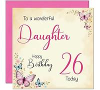 26th Daughter Birthday Card - Beautiful Butterfly Floral Daughters Birthday Card for 26 Year old twenty six, twenty sixth