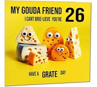 26th Friend Birthday Card - Cheese Pun Funny Best Friend Birthday Card for 26 Year old twenty six, twenty sixth