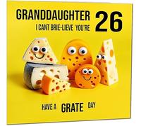 26th Granddaughter Birthday Card - Cheese Pun Funny Granddaughers Birthday Card for 26 Year old twenty six, twenty sixth