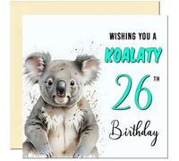 26th Koala Birthday Card for Men women - Funny Pun Birthday Card for 26 Year old Girl Friend Sister Daughter Mum Aunt twenty six, twenty sixth cousin Niece