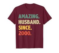 26th Wedding Anniversary for Him Amazing Husband Since 2000 T-Shirt, Men, Burgundy, X-Large