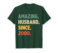 26th Wedding Anniversary for Him Amazing Husband Since 2000 T-Shirt, Men, Dark Green, Small